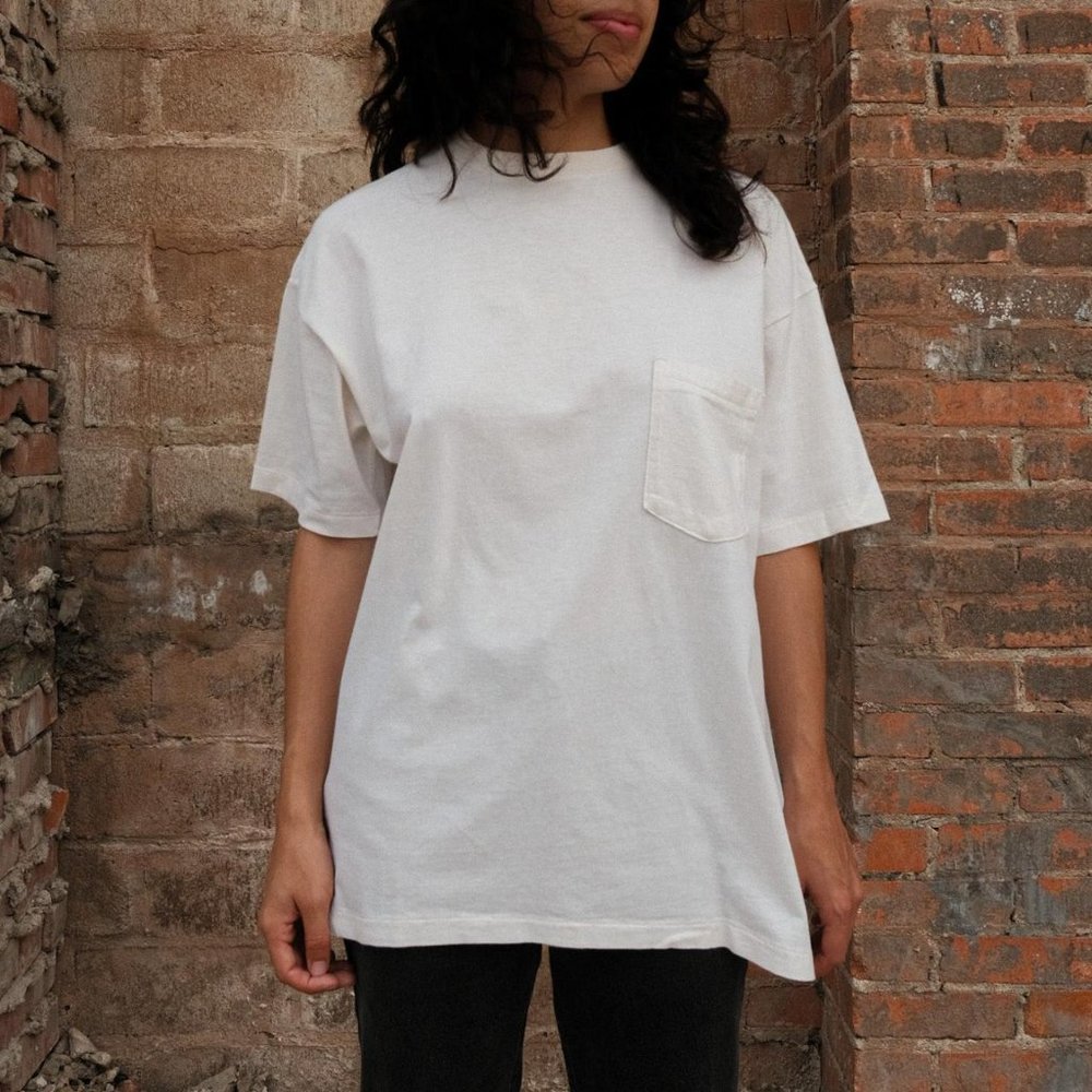 AMERICAN VINATAGE 90s Blank Pocket Tee L
